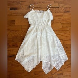 Size small Emerald Sundae white lace asymmetrical dress